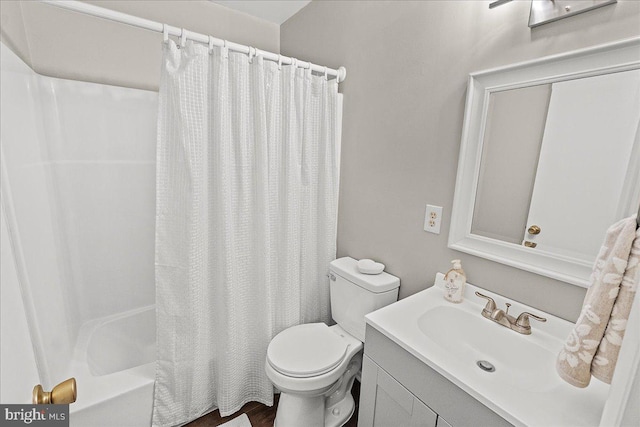 3498 Augusta Dr, Ijamsville, MD 21754 - bathroom featuring toilet, vanity, and shower / bath combo with shower curtain