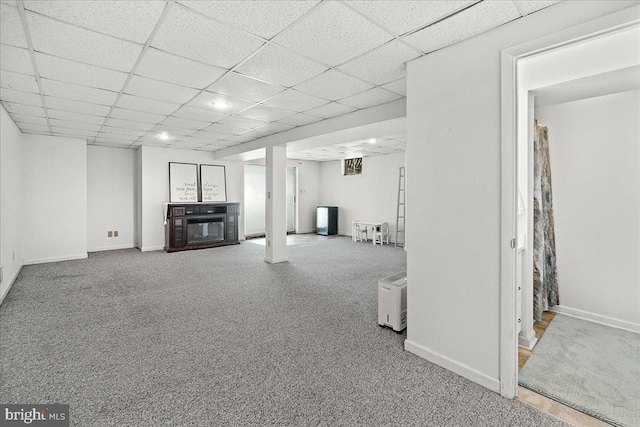 3498 Augusta Dr, Ijamsville, MD 21754 - finished basement with baseboards, a paneled ceiling, and carpet flooring