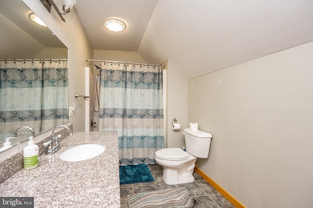 129 Bucks Crossing Ln, Accident, MD 21520 - bathroom featuring lofted ceiling, vanity, and tile patterned flooring