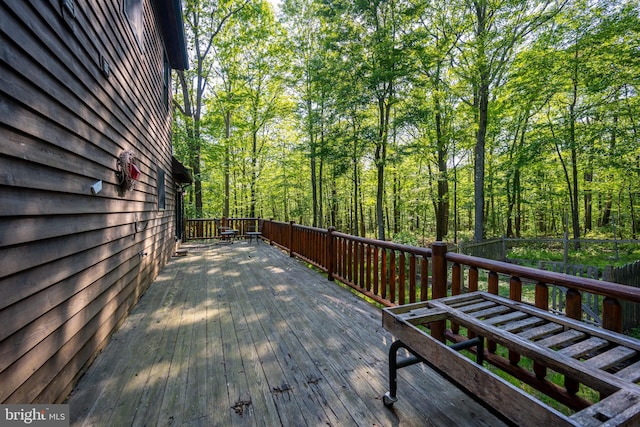 129 Bucks Crossing Ln, Accident, MD 21520 - wooden terrace featuring a forest view