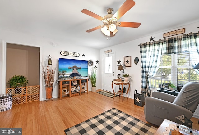 11684 Kensington Way, Laurel, DE 19956 - living room featuring light wood finished floors and ceiling fan