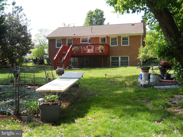 10525 Edgemont Dr, Hyattsville, MD 20783 - rear view of property featuring stairs, a deck, and brick siding