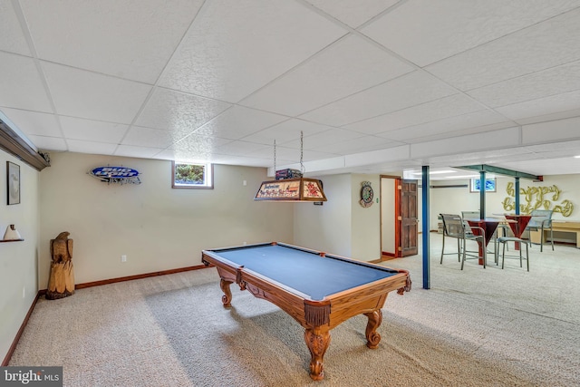 284 Little New York Rd, Rising Sun, MD 21911 - playroom featuring carpet floors, billiards table, and a drop ceiling