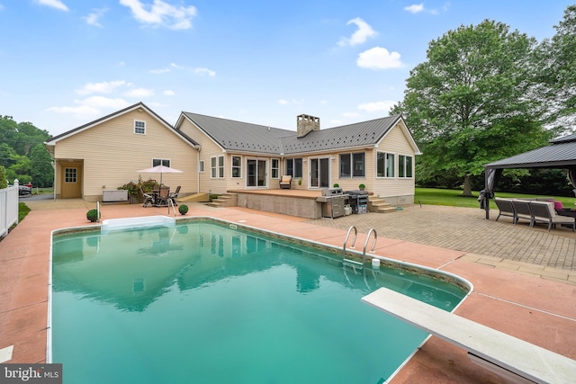 284 Little New York Rd, Rising Sun, MD 21911 - outdoor pool with a patio, a gazebo, entry steps, and a diving board