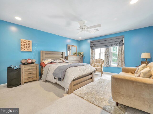 3002 Ridgeview Dr, Orwigsburg, PA 17961 - bedroom featuring carpet flooring, recessed lighting, and ceiling fan