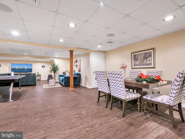 3002 Ridgeview Dr, Orwigsburg, PA 17961 - dining room with wood finished floors, baseboards, and a paneled ceiling