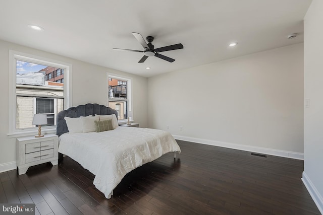 148 S E Ave, Baltimore, MD 21224 - bedroom with baseboards, dark wood finished floors, a ceiling fan, and recessed lighting