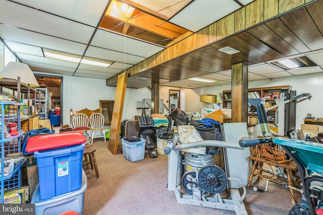148 Belmont Dr, Upper Chichester, PA 19061 - finished basement with carpet flooring and a paneled ceiling