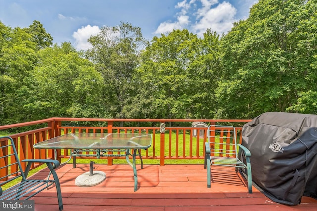 148 Belmont Dr, Upper Chichester, PA 19061 - wooden deck with outdoor dining space and a grill