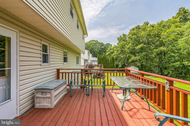 148 Belmont Dr, Upper Chichester, PA 19061 - wooden terrace featuring view of wooded area