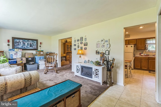 148 Belmont Dr, Upper Chichester, PA 19061 - living room featuring light colored carpet and light tile patterned flooring