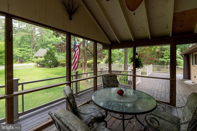 26747 Cat Creek Rd, Mechanicsville, MD 20659 - sunroom / solarium with lofted ceiling and a ceiling fan