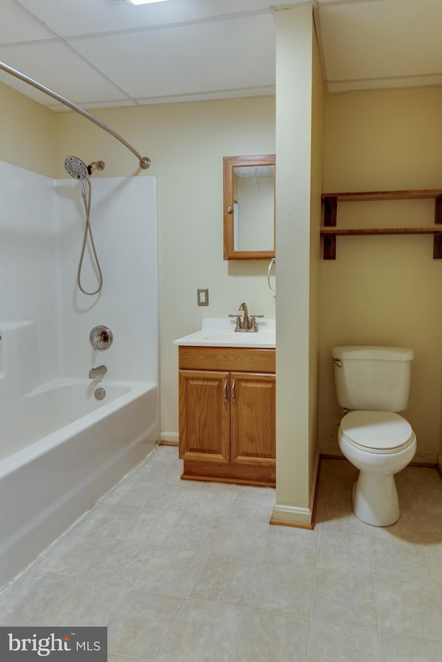 26747 Cat Creek Rd, Mechanicsville, MD 20659 - full bath featuring shower / bathtub combination, toilet, vanity, and tile patterned flooring