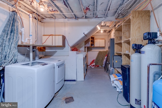 26747 Cat Creek Rd, Mechanicsville, MD 20659 - unfinished basement featuring washer and dryer and a water softener
