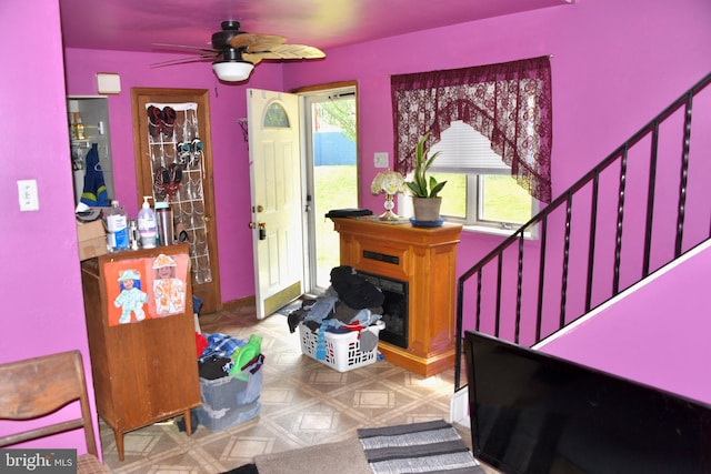 807 Rabbit Ln, Reading, PA 19606 - foyer entrance with healthy amount of natural light, stairway, and a ceiling fan