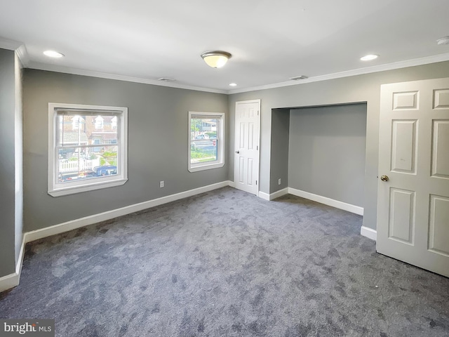 1507 E Duval St, Philadelphia, PA 19138 - unfurnished bedroom featuring crown molding, carpet flooring, baseboards, recessed lighting, and a closet