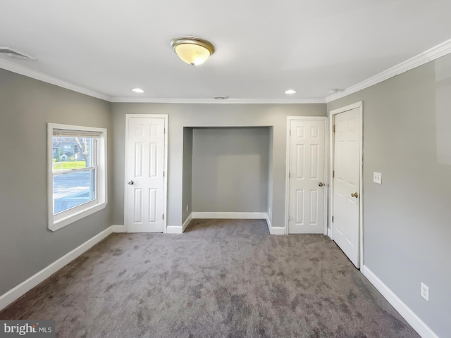 1507 E Duval St, Philadelphia, PA 19138 - unfurnished bedroom featuring crown molding, recessed lighting, carpet floors, baseboards, and a closet