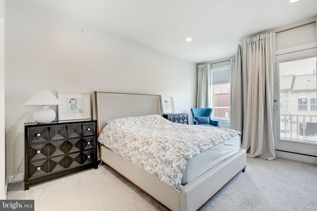 3409 Stone Barn Dr, Frederick, MD 21704 - bedroom with light carpet, recessed lighting, and access to exterior