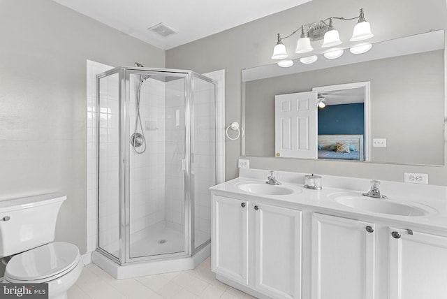 15673 Mendoza Ln, Woodbridge, VA 22191 - full bathroom with a shower stall, double vanity, and tile patterned floors