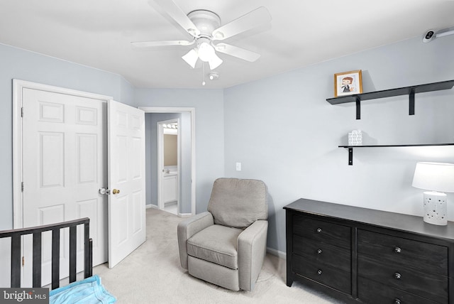 15673 Mendoza Ln, Woodbridge, VA 22191 - bedroom with light colored carpet and ceiling fan
