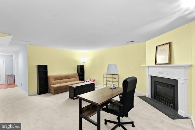 15673 Mendoza Ln, Woodbridge, VA 22191 - office featuring carpet and a fireplace with flush hearth