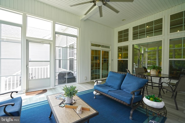 29486 Andrew Jackson Dr, Millsboro, DE 19966 - sunroom with a ceiling fan, outdoor dining area, and an outdoor living space