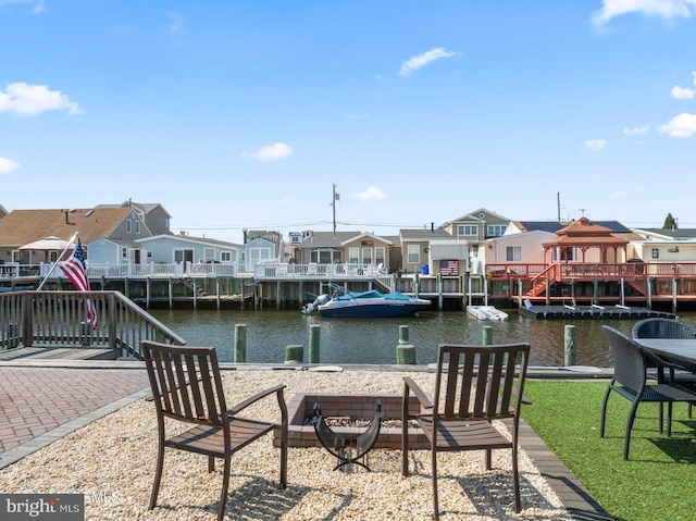 68 Gregg Dr, Manahawkin, NJ 08050 - dock area with a residential view, a water view, and a gazebo