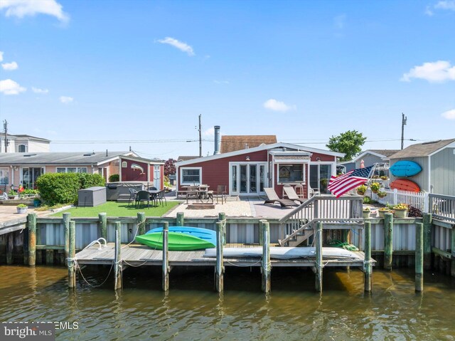 68 Gregg Dr, Manahawkin, NJ 08050 - dock featuring a deck with water view and a patio area