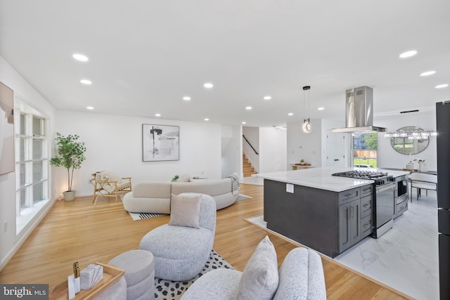 1612 Lemontree Ln, Silver Spring, MD 20904 - living room featuring stairway and recessed lighting