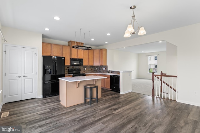 326 Iannelli Rd, Clarksboro, NJ 08020 - kitchen featuring black appliances, a sink, dark wood-style flooring, light countertops, and baseboards