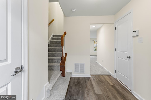326 Iannelli Rd, Clarksboro, NJ 08020 - foyer entrance featuring dark wood-style floors, stairway, baseboards, and recessed lighting