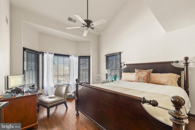 8861 Ashgrove House Ln, Vienna, VA 22182 - bedroom with wood finished floors and high vaulted ceiling