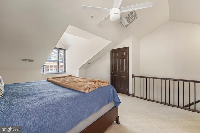 8861 Ashgrove House Ln, Vienna, VA 22182 - bedroom featuring vaulted ceiling, carpet flooring, and a ceiling fan