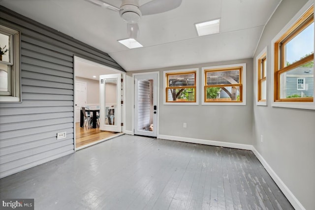 11636 Doxdam Ter, Germantown, MD 20876 - empty room with ceiling fan, plenty of natural light, baseboards, hardwood / wood-style floors, and lofted ceiling