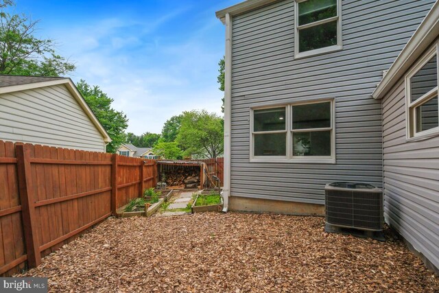 11636 Doxdam Ter, Germantown, MD 20876 - fenced backyard with central AC unit and a vegetable garden