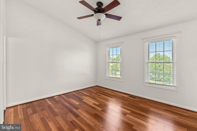 7967 Brightmeadow Ct, Ellicott City, MD 21043 - unfurnished room with vaulted ceiling, wood finished floors, and ceiling fan