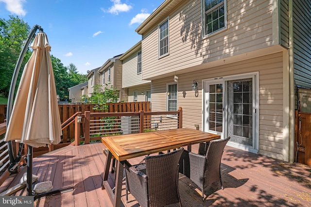 7967 Brightmeadow Ct, Ellicott City, MD 21043 - wooden deck featuring outdoor dining area
