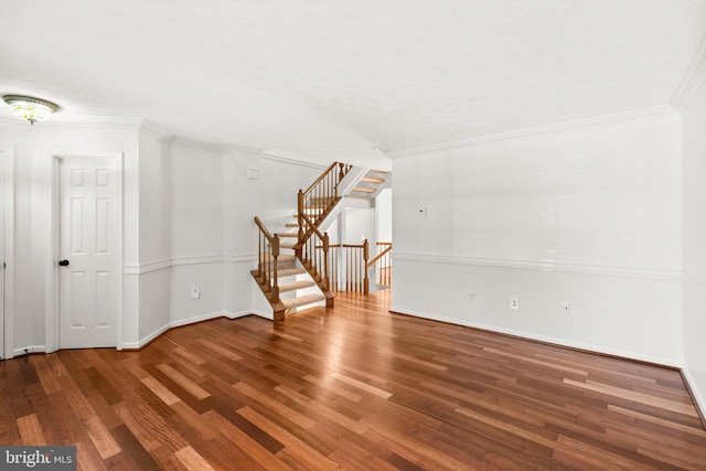 7967 Brightmeadow Ct, Ellicott City, MD 21043 - spare room with wood finished floors, ornamental molding, and stairs