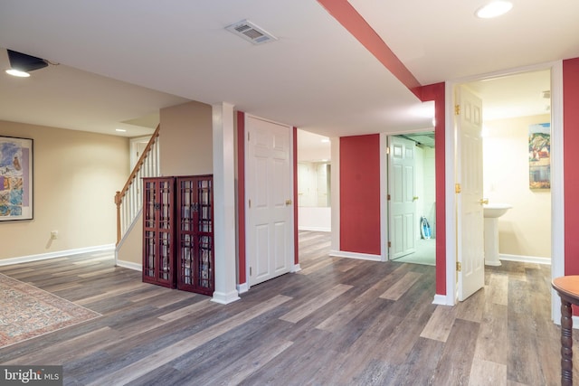 17 Bridleshire Rd, Newark, DE 19711 - interior space with wood finished floors, baseboards, stairs, and recessed lighting
