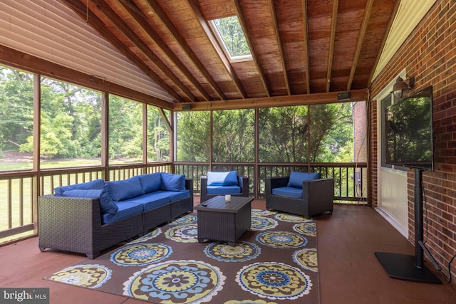 17 Bridleshire Rd, Newark, DE 19711 - sunroom / solarium featuring an outdoor hangout area, a skylight, and lofted ceiling