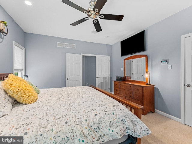 928 Township Line Rd, Chalfont, PA 18914 - bedroom featuring light colored carpet, a ceiling fan, a closet, and recessed lighting