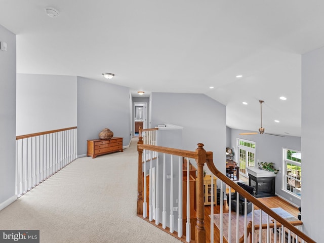 928 Township Line Rd, Chalfont, PA 18914 - corridor with an upstairs landing, recessed lighting, carpet, and lofted ceiling