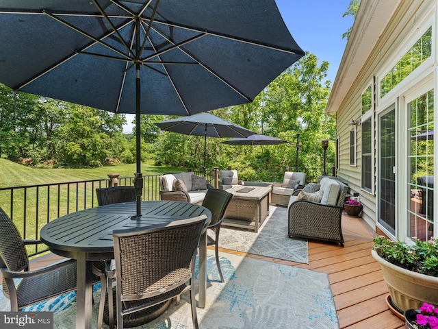 928 Township Line Rd, Chalfont, PA 18914 - deck with an outdoor living space, a yard, and outdoor dining area