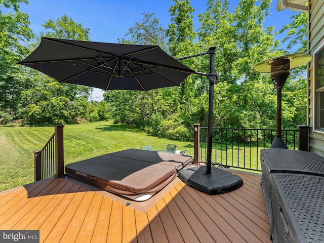 928 Township Line Rd, Chalfont, PA 18914 - wooden terrace with a lawn and a covered hot tub