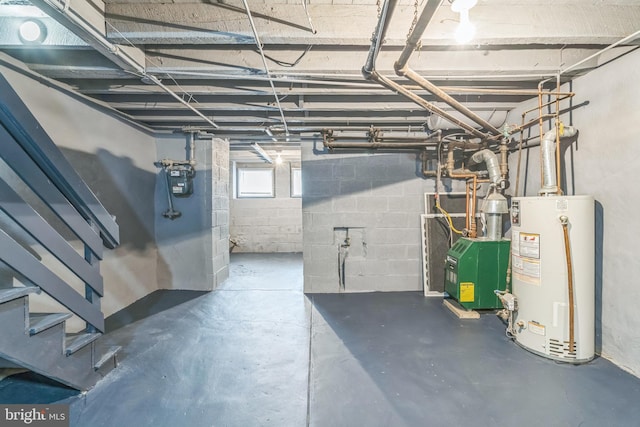 1004 N 67th St, Philadelphia, PA 19151 - below grade area featuring water heater, stairs, and gas meter