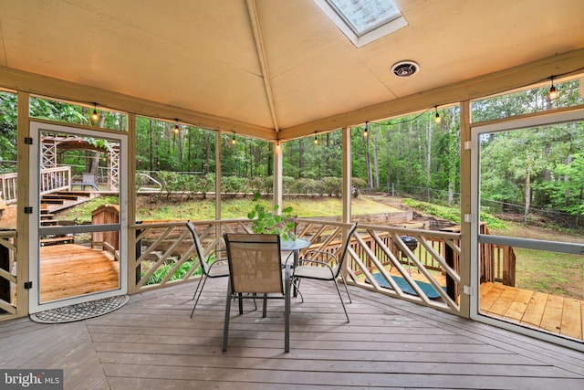 175 Mt Hope Church Rd, Stafford, VA 22554 - sunroom / solarium with a skylight, outdoor dining space, and vaulted ceiling