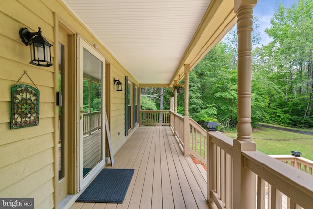 175 Mt Hope Church Rd, Stafford, VA 22554 - wooden porch with view of wooded area