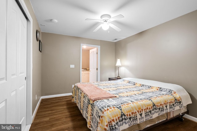 175 Mt Hope Church Rd, Stafford, VA 22554 - bedroom featuring a closet, wood finished floors, ceiling fan, and ensuite bathroom