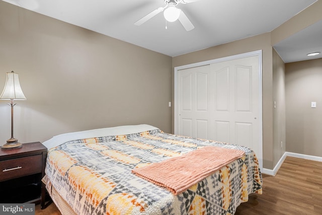 175 Mt Hope Church Rd, Stafford, VA 22554 - bedroom with a closet, wood finished floors, and a ceiling fan