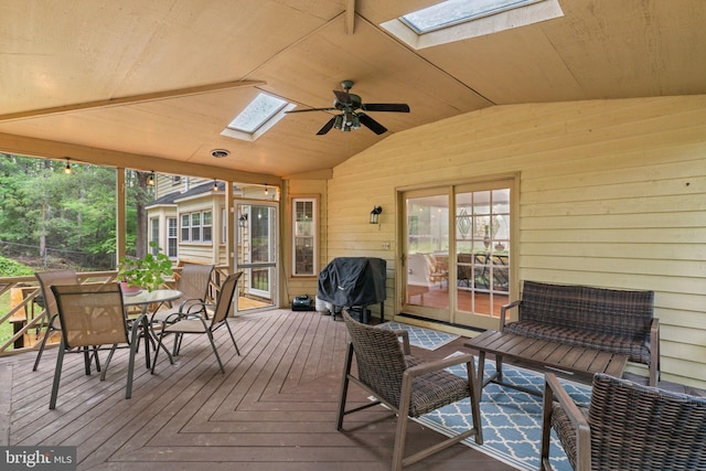 175 Mt Hope Church Rd, Stafford, VA 22554 - wooden deck featuring ceiling fan, area for grilling, and outdoor dining area